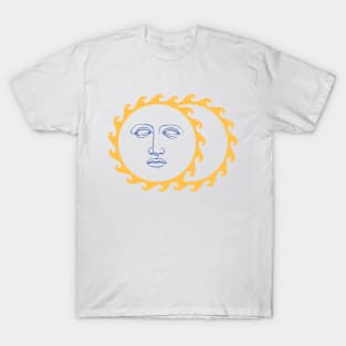 Sun Face Moon Yellow Retro T-Shirt